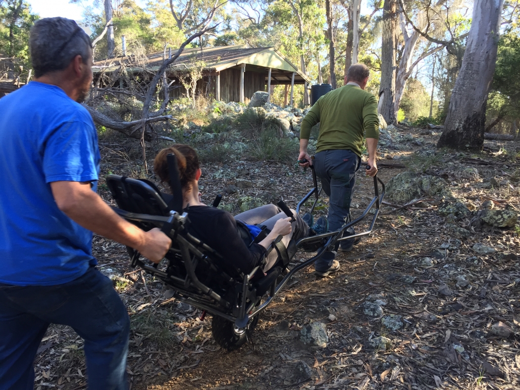 Trail rider wheel chair in action