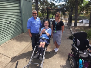 Student accessing Trailrider all terrain wheelchair